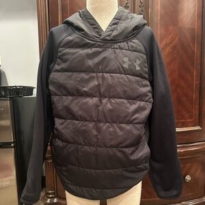 Under armour boys black puffer pullover sweatshirt size youth small